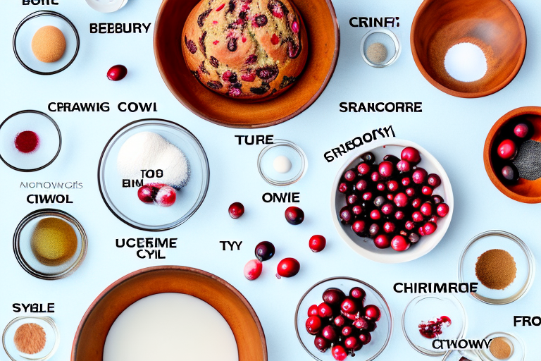 A bowl of ingredients for making cranberry bread