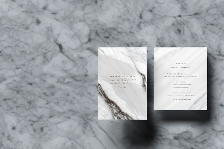 A modern minimalist wedding cake with a marble-inspired design