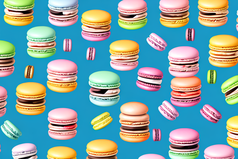 A tall tower of macarons in a variety of colors