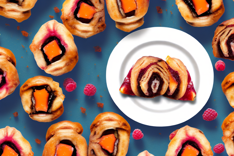 A plate of rugelach with both apricot and raspberry fillings