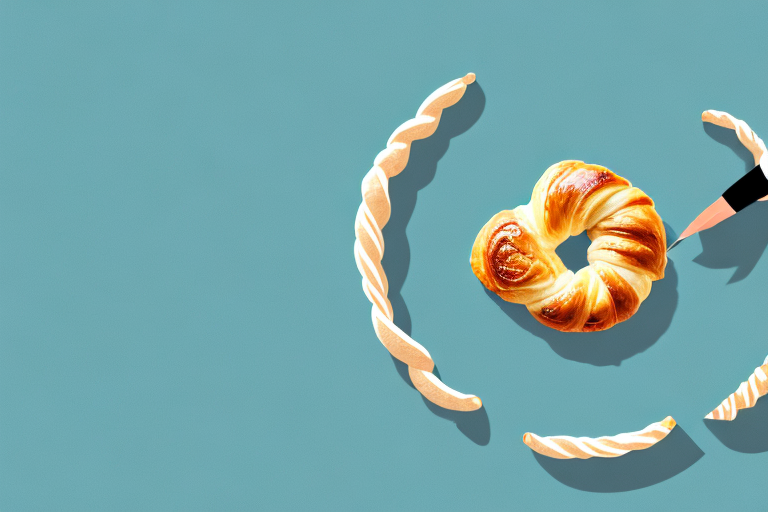 A croissant being cut and twisted in different ways