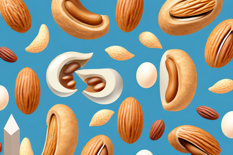 A variety of different nuts and specified nuts arranged in a pastry filling