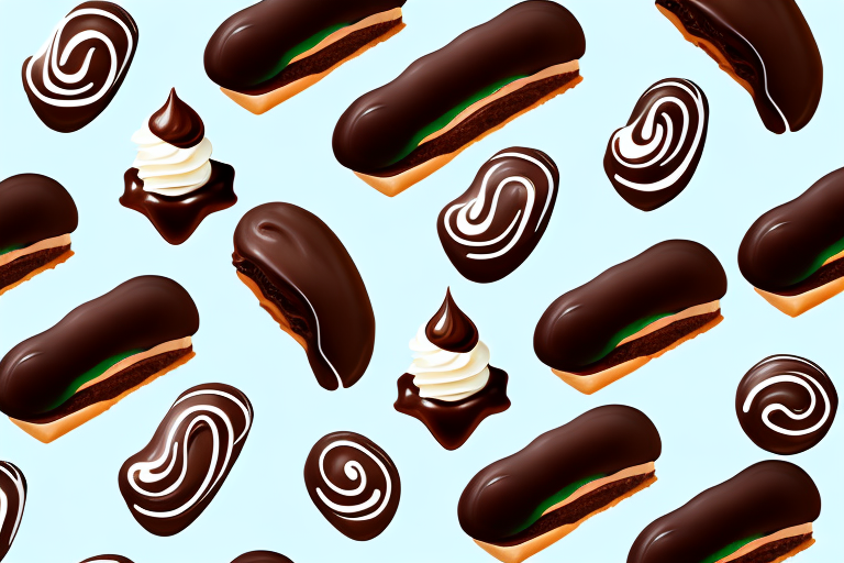 A chocolate eclair with both ganache and icing