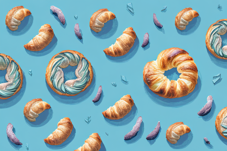 A croissant made with homemade and store-bought puff pastry side-by-side