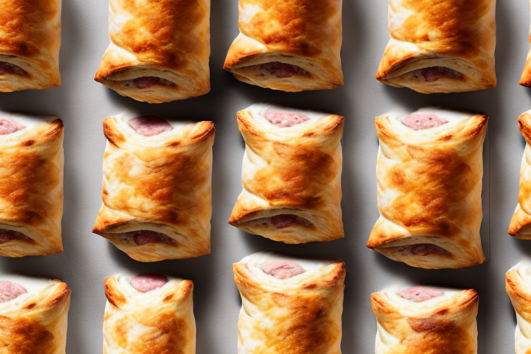 A tray of freshly-baked sausage rolls