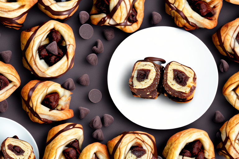 A plate of rugelach with both raisins and chocolate chips