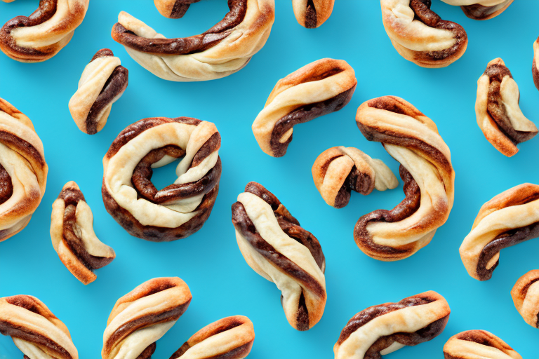A rugelach pastry being rolled and folded into a crescent shape