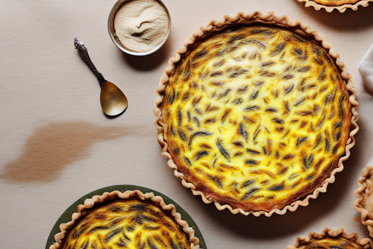 A quiche with a golden-brown crust