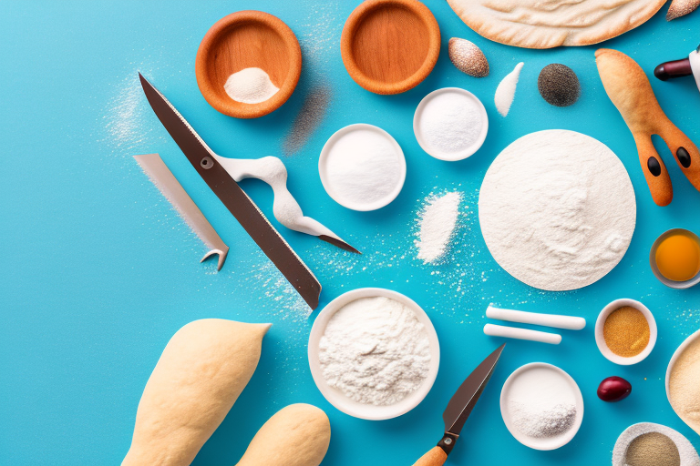 Ingredients and tools needed to make flatbread