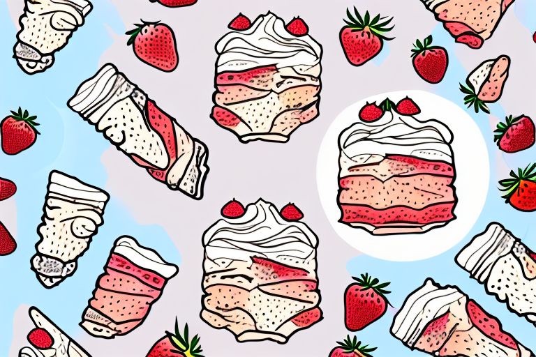 A multi-layered strawberry cheesecake ice cream cake