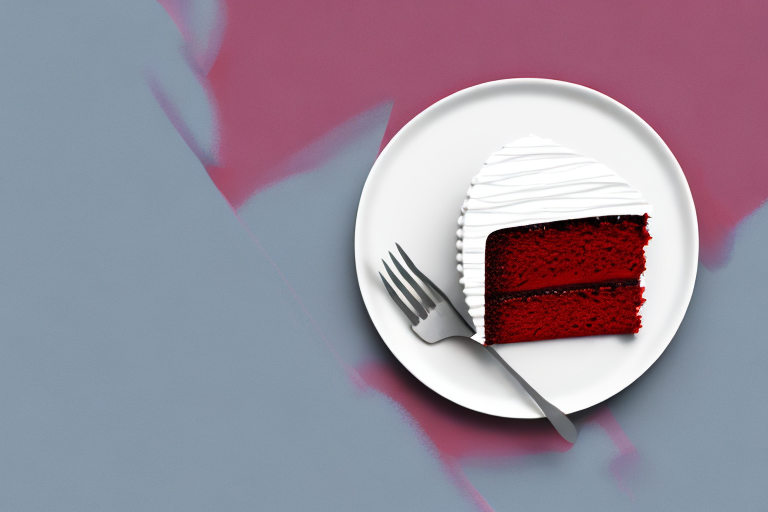 A vegan red velvet cake with a slice cut out to show the inside