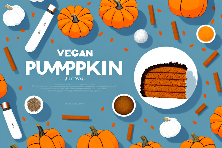 A vegan pumpkin cake with ingredients and decorations