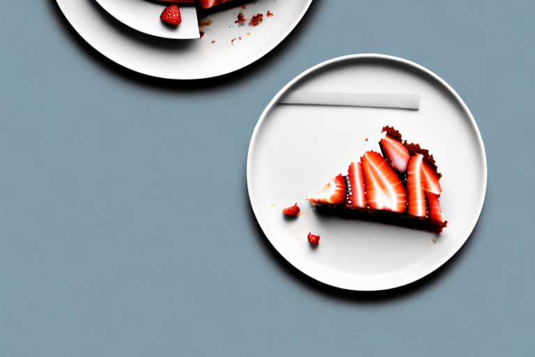 A vegan strawberry rhubarb cake on a plate