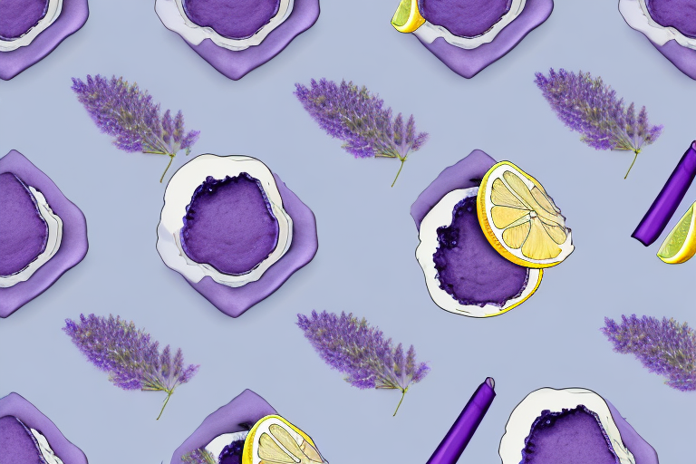 A vegan lavender blueberry lemon cake