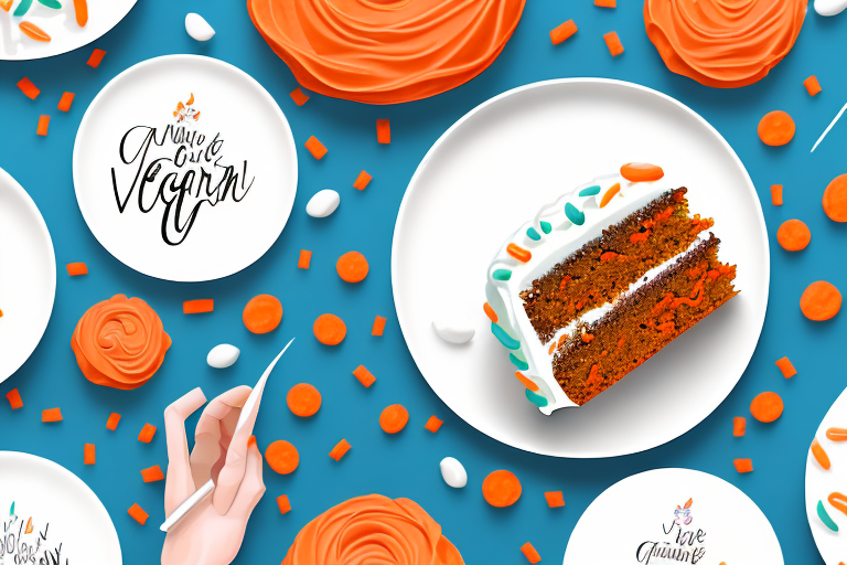 A vegan carrot cake with decorations and icing