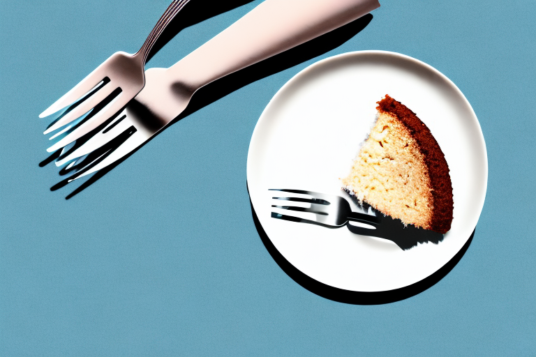 A vegan coconut cake on a plate with a fork and knife