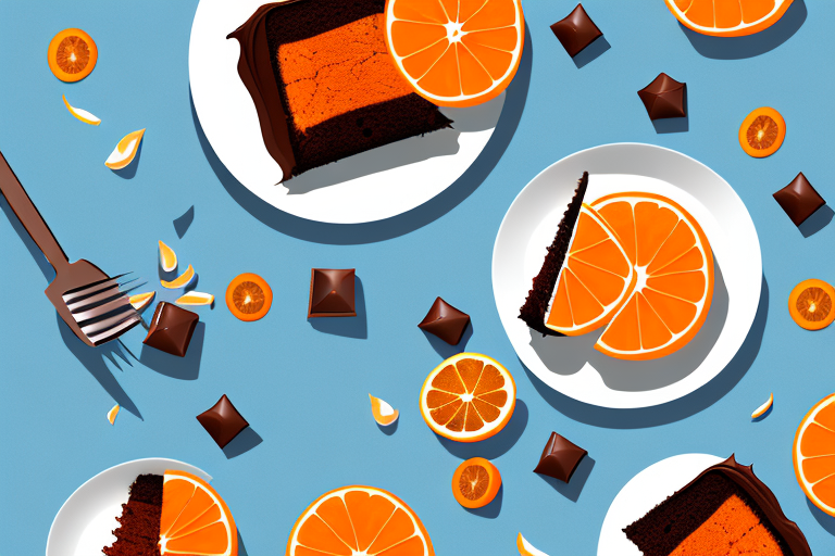 A vegan orange chocolate cake with a slice cut out of it