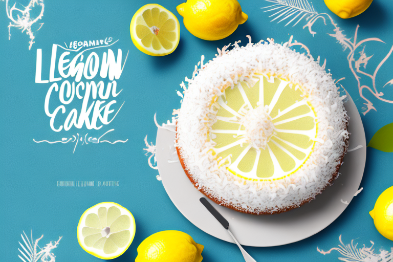 A vegan lemon coconut cake with decorative elements