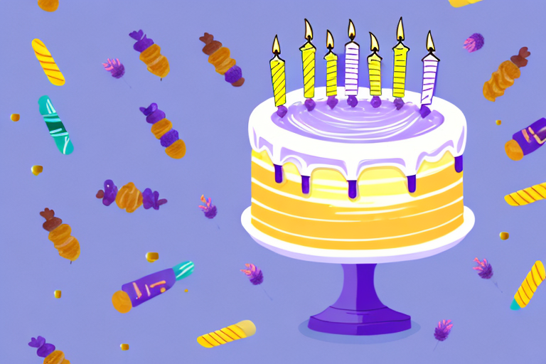 A 10-inch birthday cake with lavender-infused honey drizzled over the top