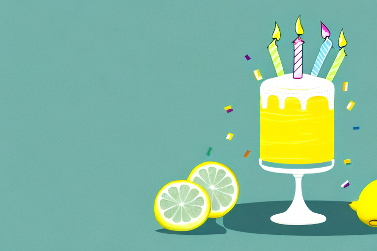 A 6-inch birthday cake with a glass of lemon-lime soda beside it