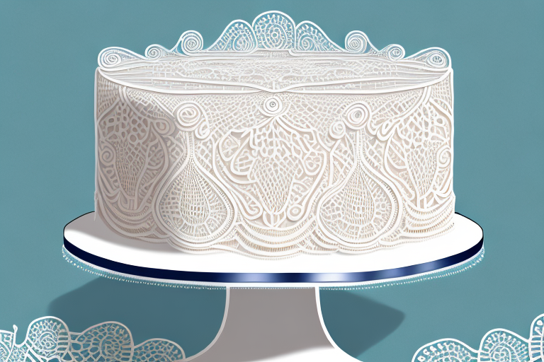 A vintage-inspired birthday cake decorated with edible lace