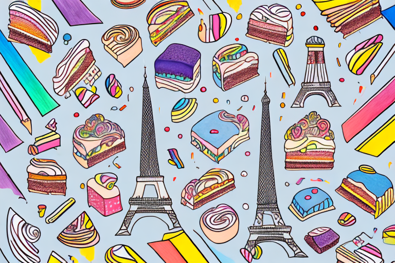 A variety of colorful and creative cakes inspired by parisian culture
