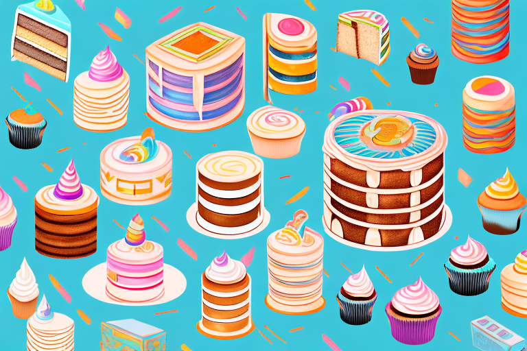 A treasure chest overflowing with colorful and delicious cakes